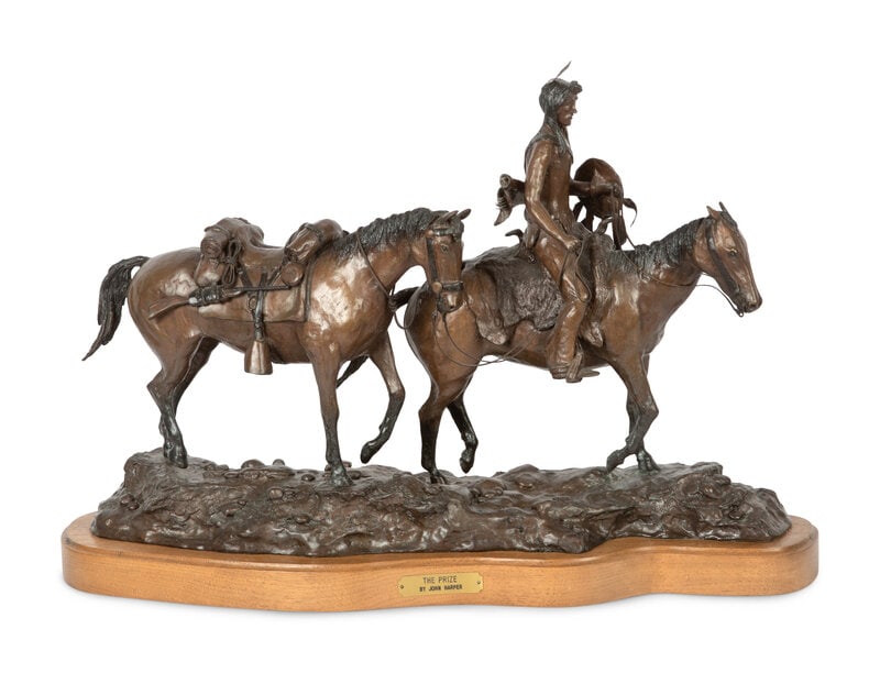 John Harper (American, 20th Century) The Prize, edition 13/15, 1984: John Harper (American, 20th Century) The Prize, edition 13/15, 1984 bronze signed John Harper, titled, dated and numbered (base) height 19 x length 26 inches Size<