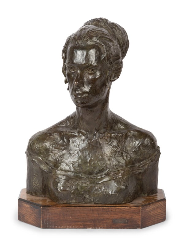 Harry Jackson (American, 1924-2011) Sarah, 1966: Harry Jackson (American, 1924-2011) Sarah , 1966 bronze signed H Jackson, dated (back) height 22 x width 18 x depth 10 inches Property from a Private Collection Size<