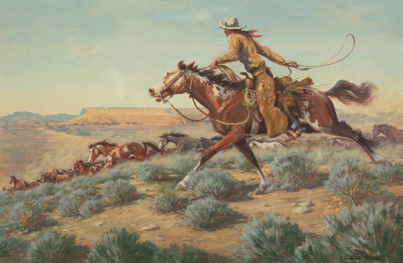 Lloyd Mitchell 
(American, 1909-1978)
Rider of the Purple Sage (1 of 5)