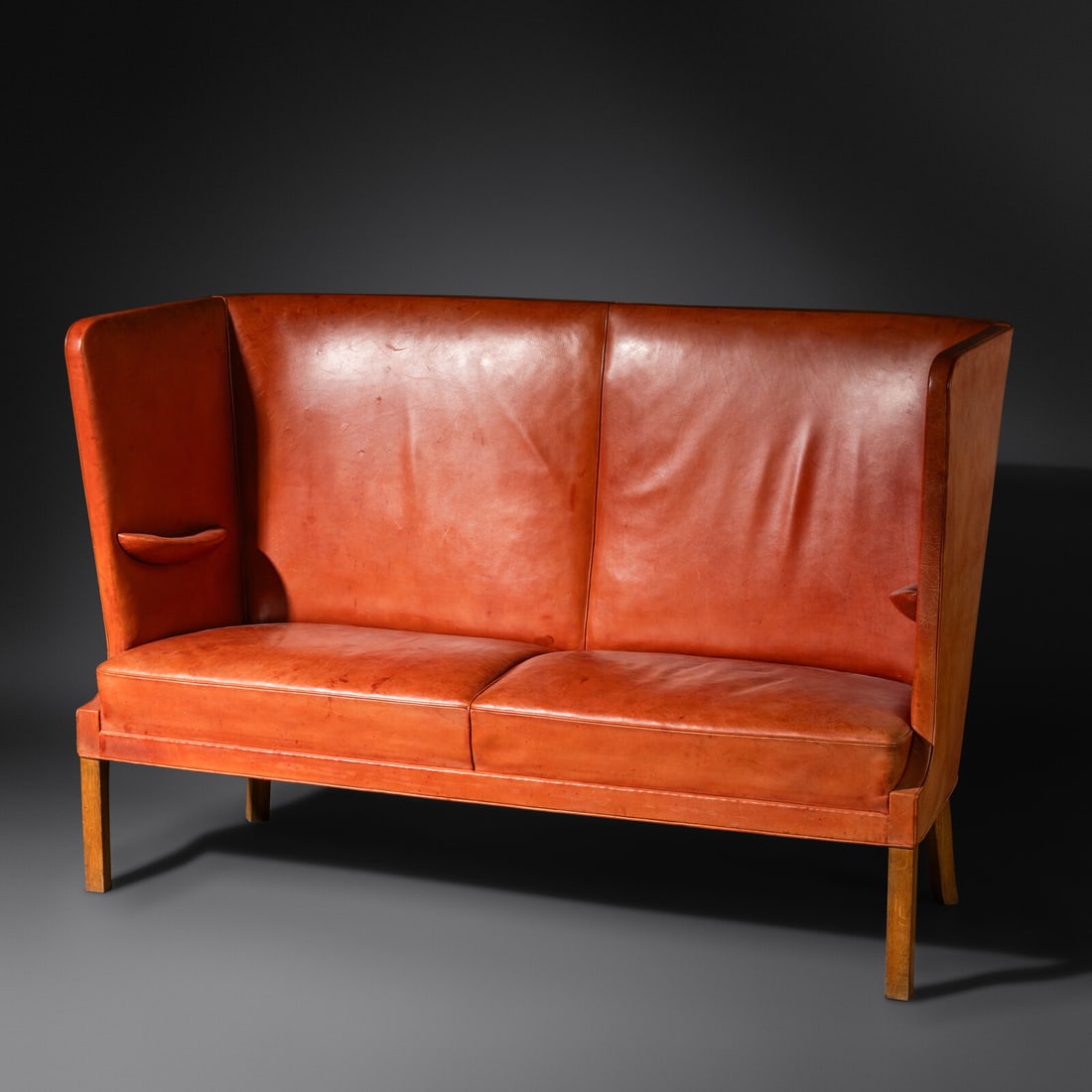 Frits Henningsen (Danish, 1889-1965) Leather High-Back Settee, c. 1930 (1 of 4)