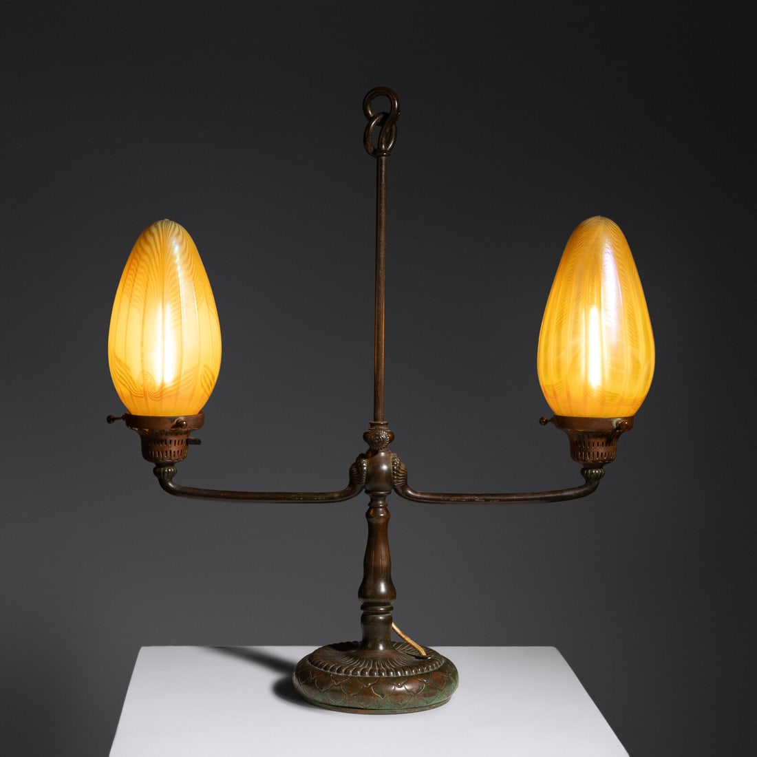 Louis Comfort Tiffany (American, 1848-1933) Two-Light Student Lamp Tiffany Studios, USA (1 of 4)