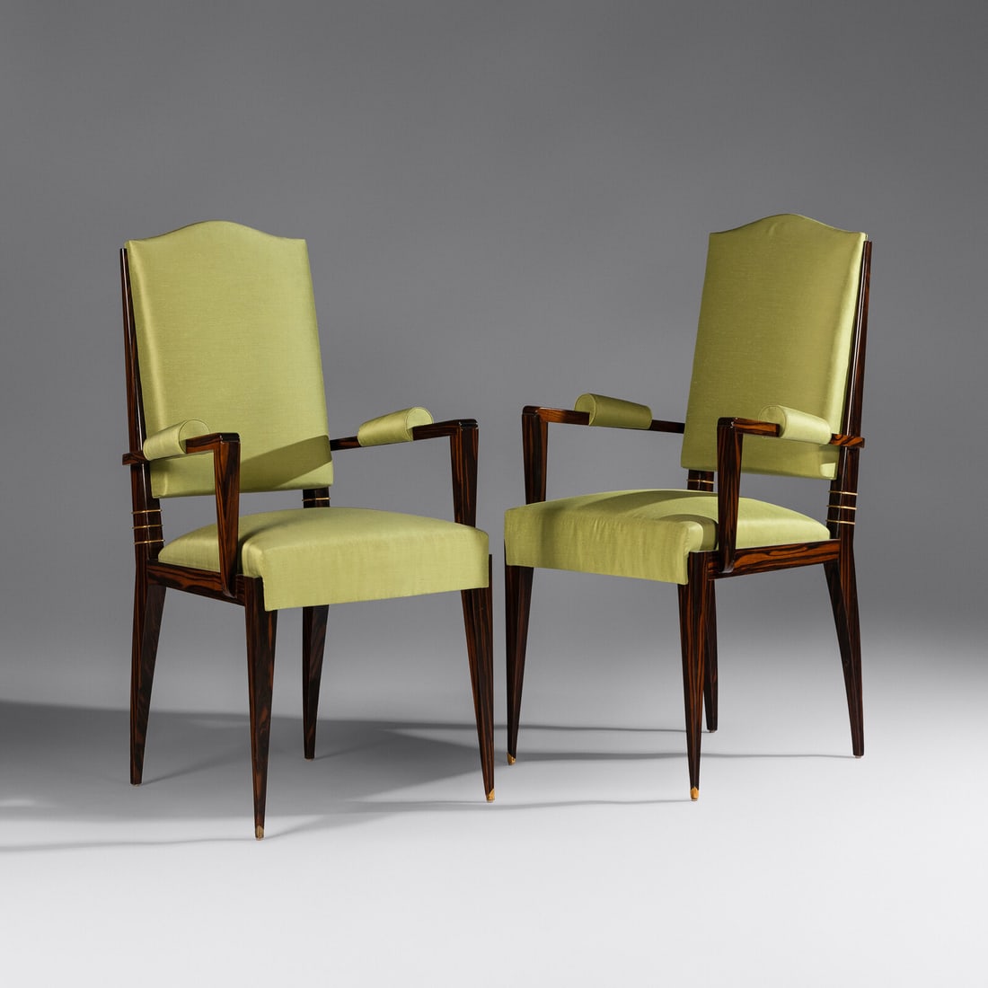 Andre Arbus Attribution French (1903-1969) Pair of ArmchairsFrance: Andre Arbus Attribution French (1903-1969) Pair of ArmchairsFrance 42 h x 21 1/2 w x 22 1/2 d in
