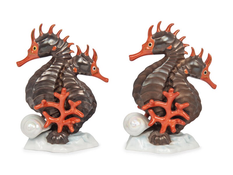 A Pair of Herend Porcelain Seahorse Groups (1 of 8)
