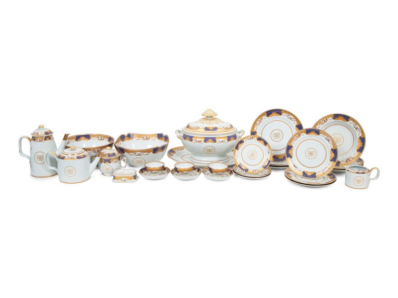A Mottahedeh Porcelain Golden Butterfly Dinner Service  (1 of 6)