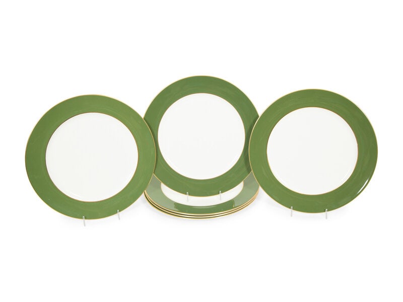 A Set of Fourteen Royal Crown Derby Green Band Chargers (1 of 3)