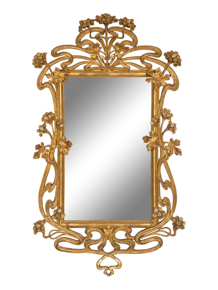 A Continental Art Nouveau Giltwood Mirror (1 of 11)