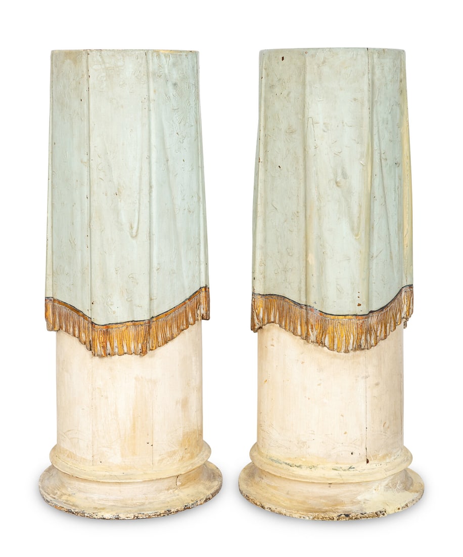 A Pair of Continental Painted and Parcel Gilt Tromp l'Oeil Pedestals (1 of 13)