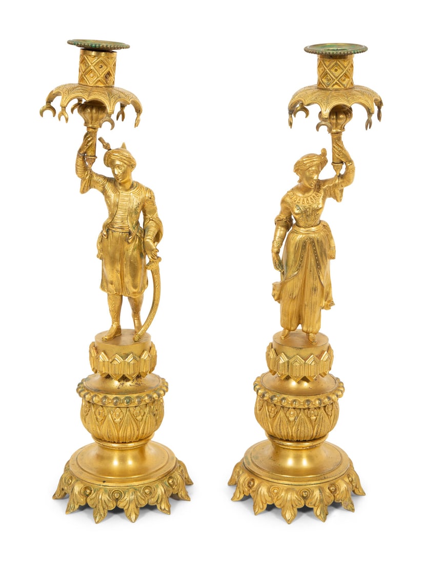 A Pair of Continental Gilt Bronze Candlesticks (1 of 11)