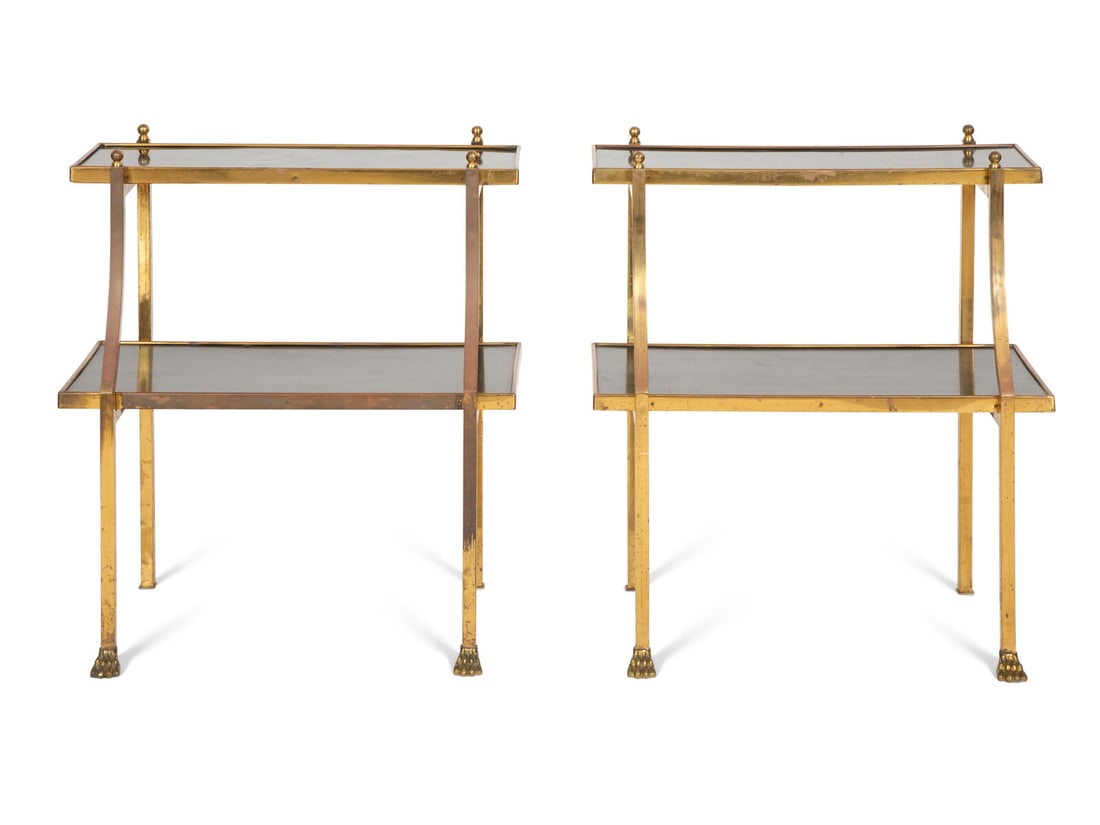 A Pair of Brass Two-Tier Side Tables in the Style of Maison Jansen (1 of 12)