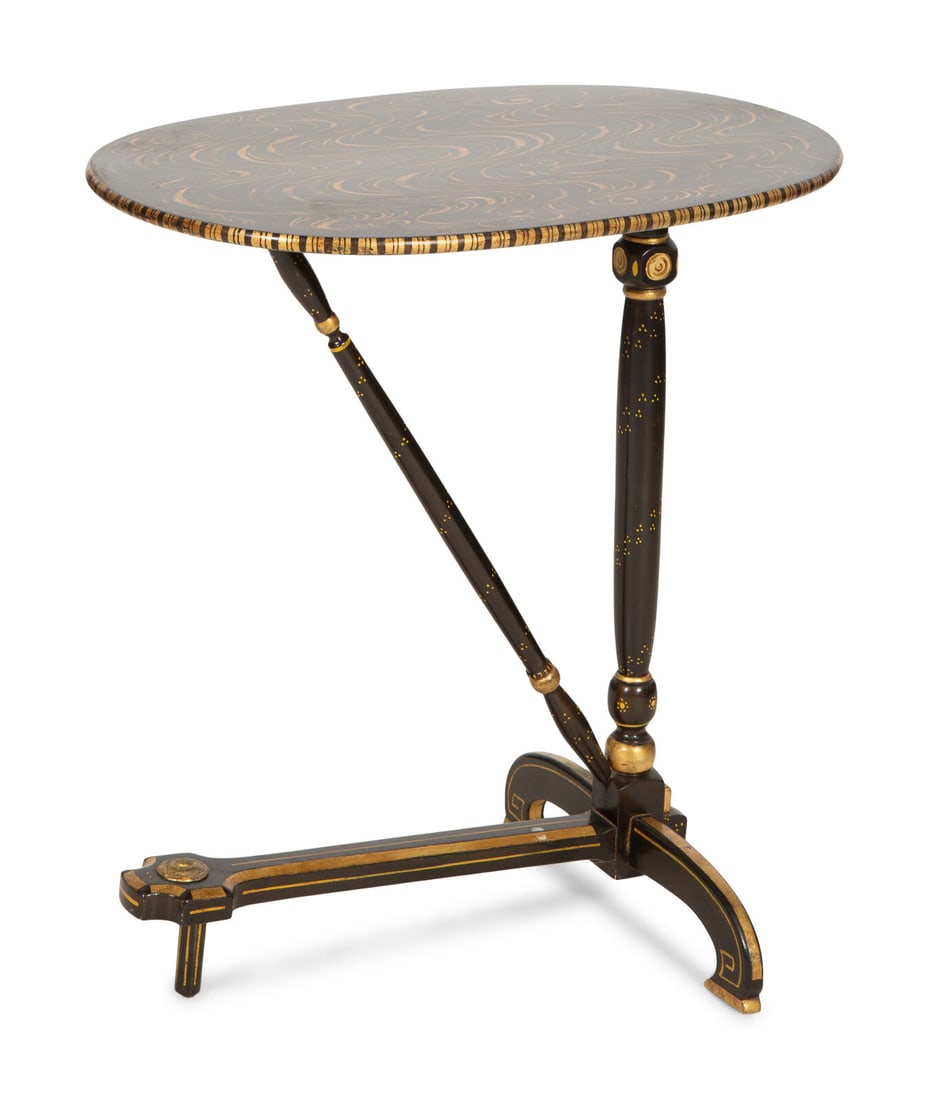 An English Grain-Painted, Ebonized and Parcel Gilt Bedside Table (1 of 11)