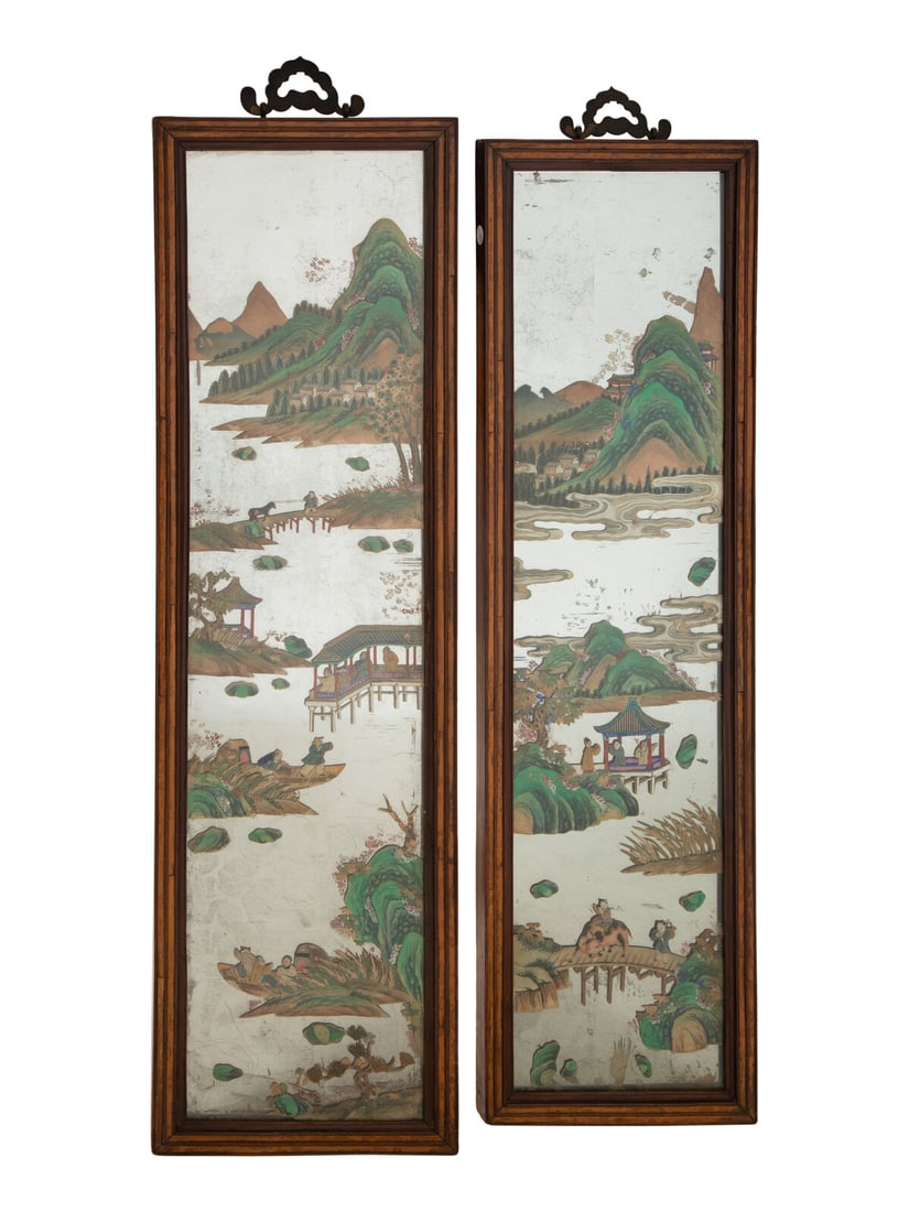 A Pair of Chinese Reverse-Painted Glass Pier Mirrors (1 of 10)
