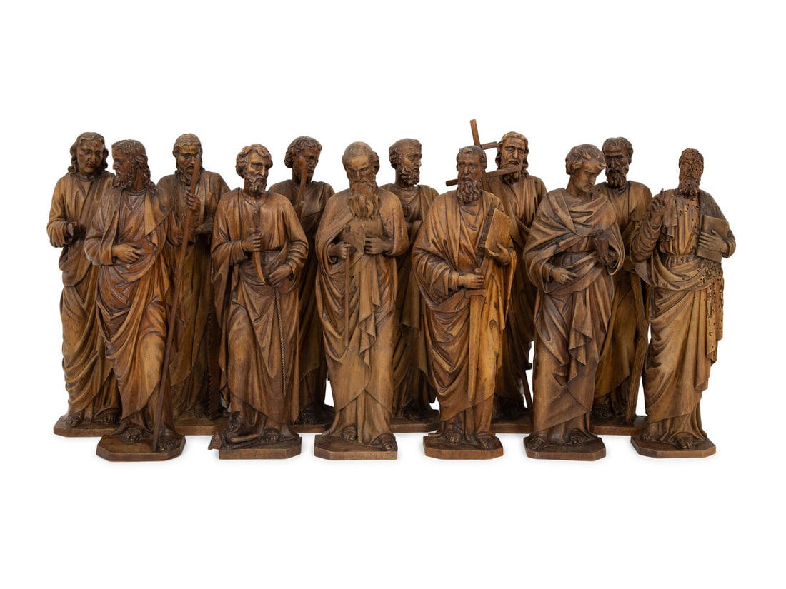 A Set of Twelve Continental Carved Walnut Figures of Apostles (1 of 5)
