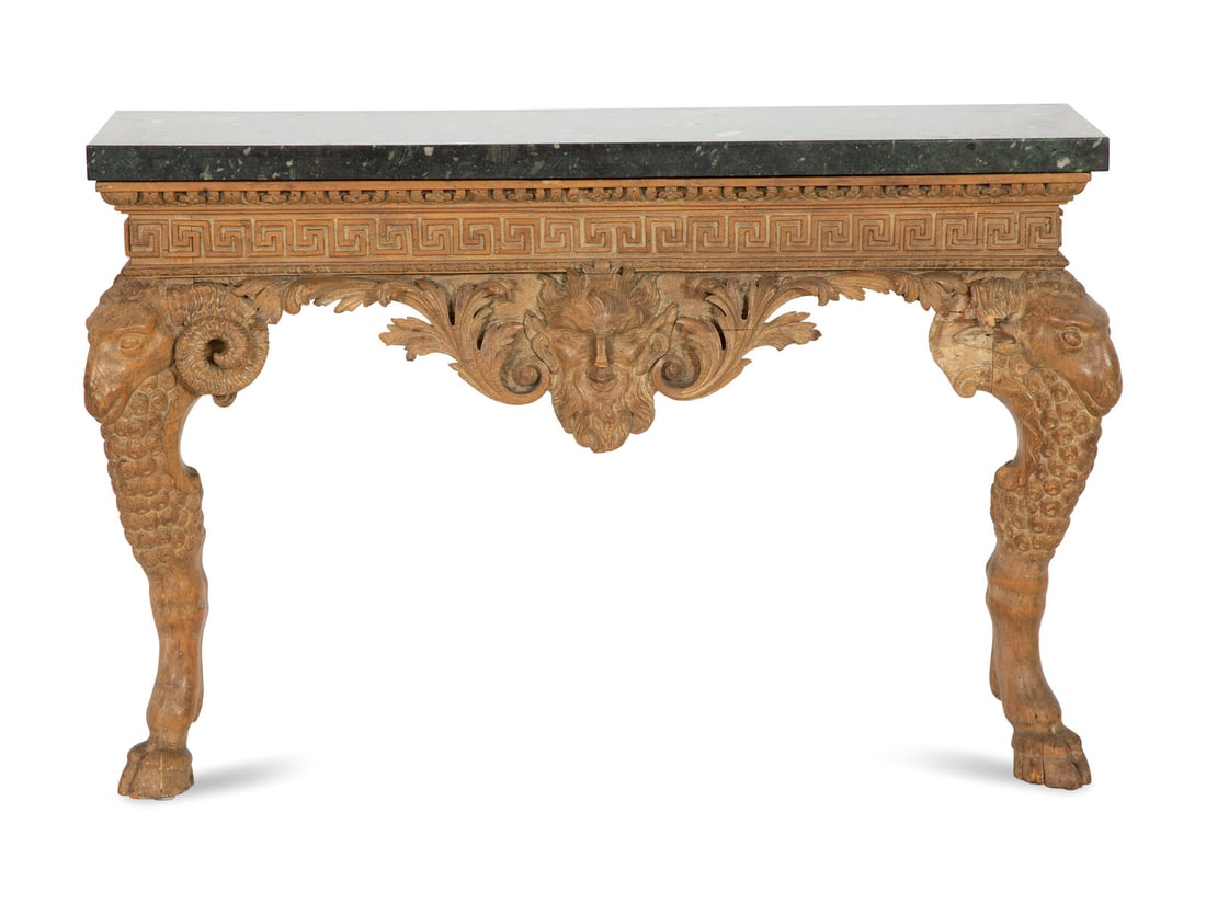 A Louis XVI Carved Pine Console Table with Marble Top (1 of 4)