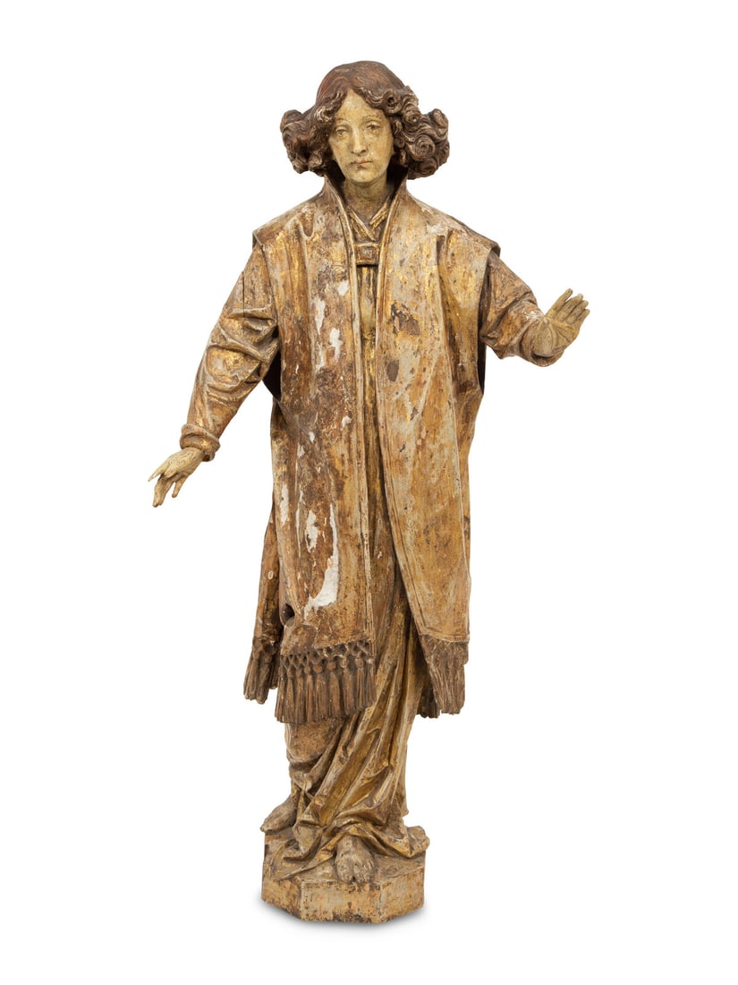 A Continental Carved Polychrome and Gilt Wood Figure (1 of 5)