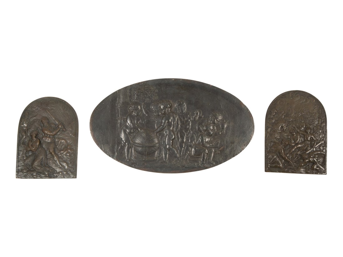 A Group of Three Continental Brass Relief Plaques (1 of 2)