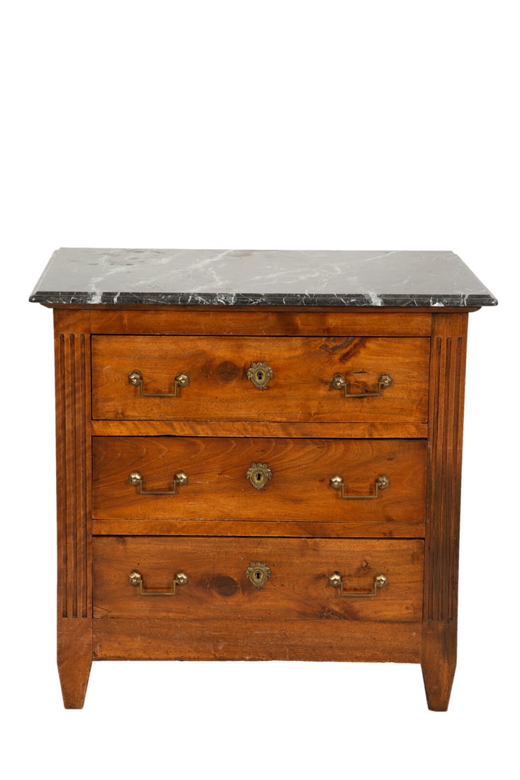 A German Walnut Four-Drawer Commode with Marble Top (1 of 1)
