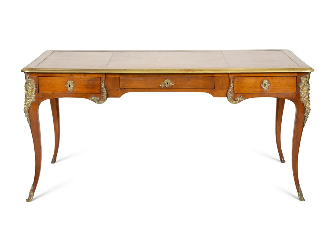 A Louis XV Style Gilt Metal-Mounted Fruitwood Bureau Plat (1 of 5)