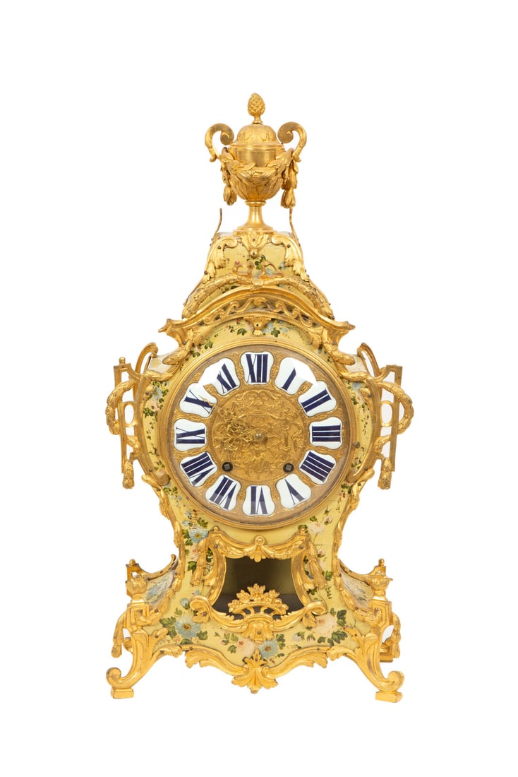 A French Gilt Bronze-Mounted Polychrome-Painted Bracket Clock (1 of 1)