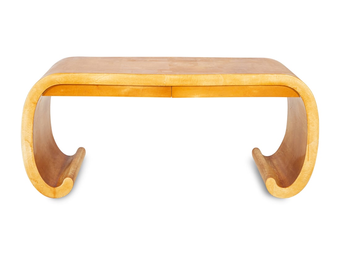 20th Century A Faux Goatskin Desk in the Manner of Karl Springer (1 of 5)