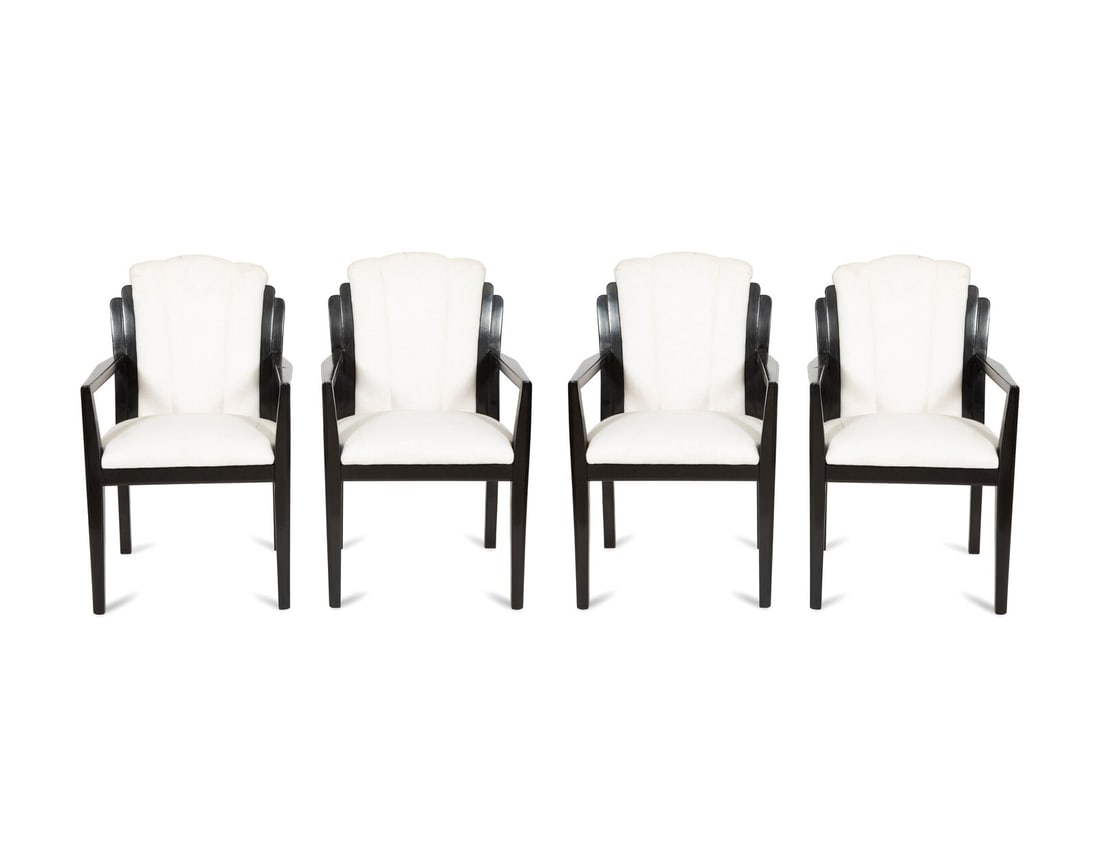 A Set of Four Art Deco Style Ebonized Open Armchairs (1 of 6)