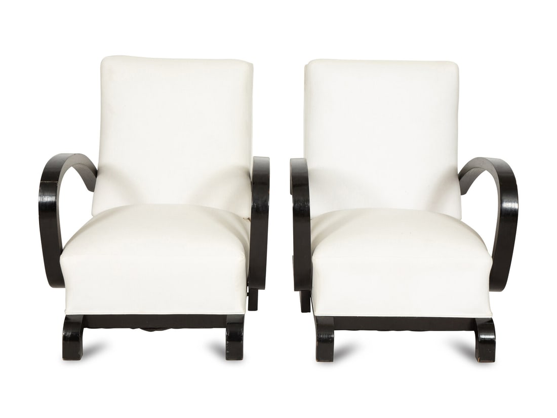 A Pair of Ebonized Oak Lounge Chairs (1 of 5)