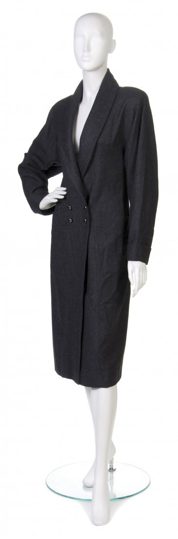 A Chloe Gray Wool Coat,: A Chloe Gray Wool Coat, shawl collar, dark silvertone buttons. Labeled: Chloe.