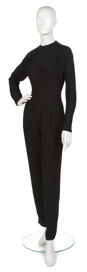 A Geoffrey Beene Black Silk Jumpsuit.: A Geoffrey Beene Black Silk Jumpsuit. Labeled: Geoffrey Beene.