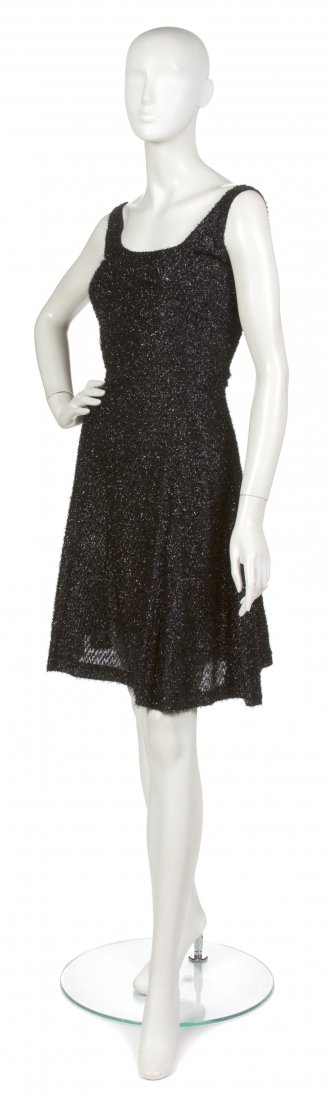 A Stephen Sprouse Black Confetti Dress, Size 6.: A Stephen Sprouse Black Confetti Dress, tank style bodice with flared skirt. Labeled: Sprouse. Size 6. Property from a New York City Collection