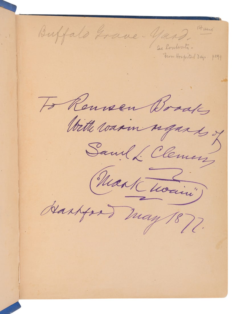 CLEMENS, Samuel Langhorne ("Mark Twain"). Sketches. New and Old. 1875. PRESENTATION COPY. INSCRIBED (1 of 3)
