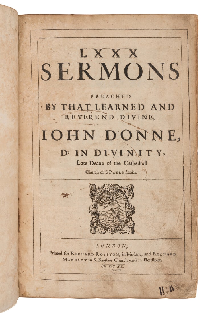 DONNE, John. LXXX Sermons. 1640. FIRST EDITION of the first collection of Donne's sermons. (1 of 1)