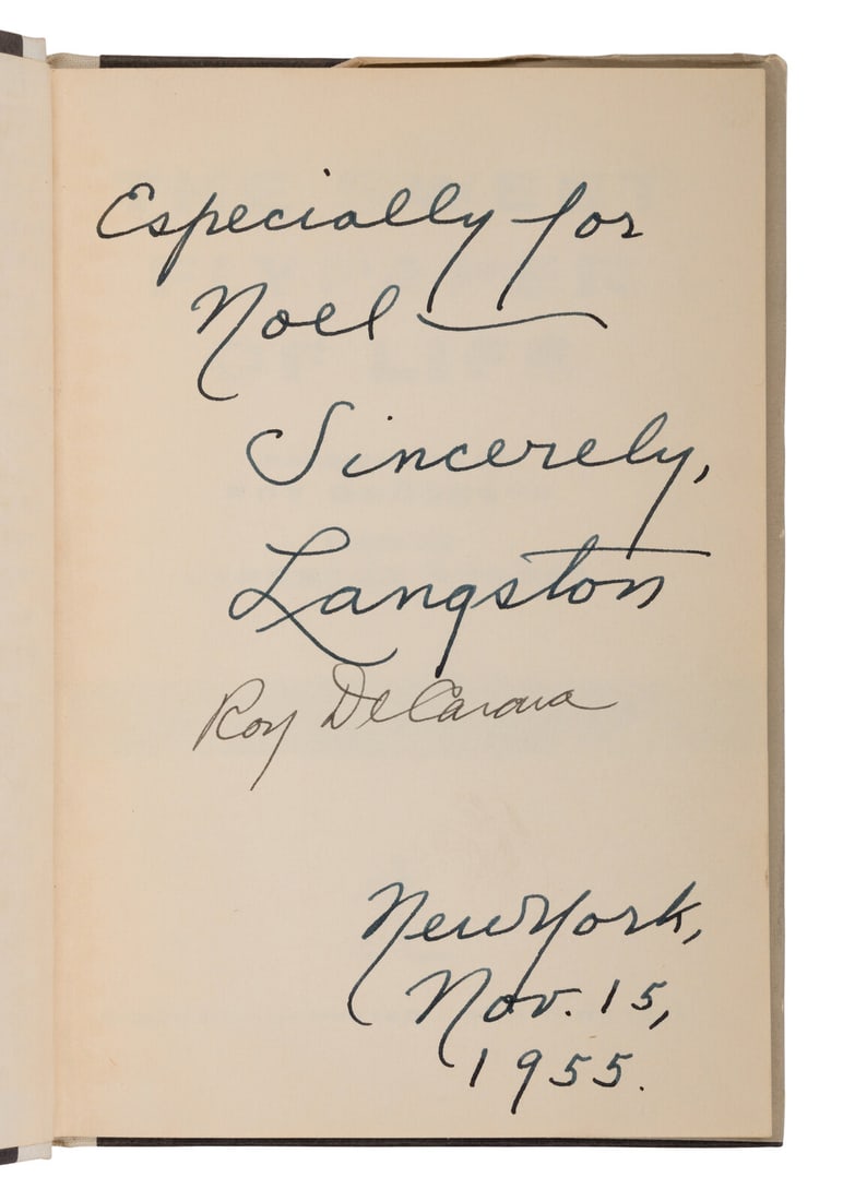 HUGHES, Langston and Roy DeCARAVA. The Sweet Flypaper of Life. 1955. FIRST EDITION. PRESENTATION: HUGHES, Langston and Roy DeCARAVA. The Sweet Flypaper of Life. New York: Simon and Schuster, 1955. 8vo. Photographic illustrations by Roy DeCarava. Original white cloth-backed black boards; publisher'