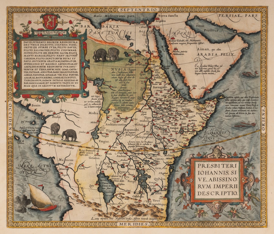 [MAP]. ORTELIUS, Abraham. Presbiteri Iohannis, sive, Abissinorum Imperii Descriptio. 1592. (1 of 2)
