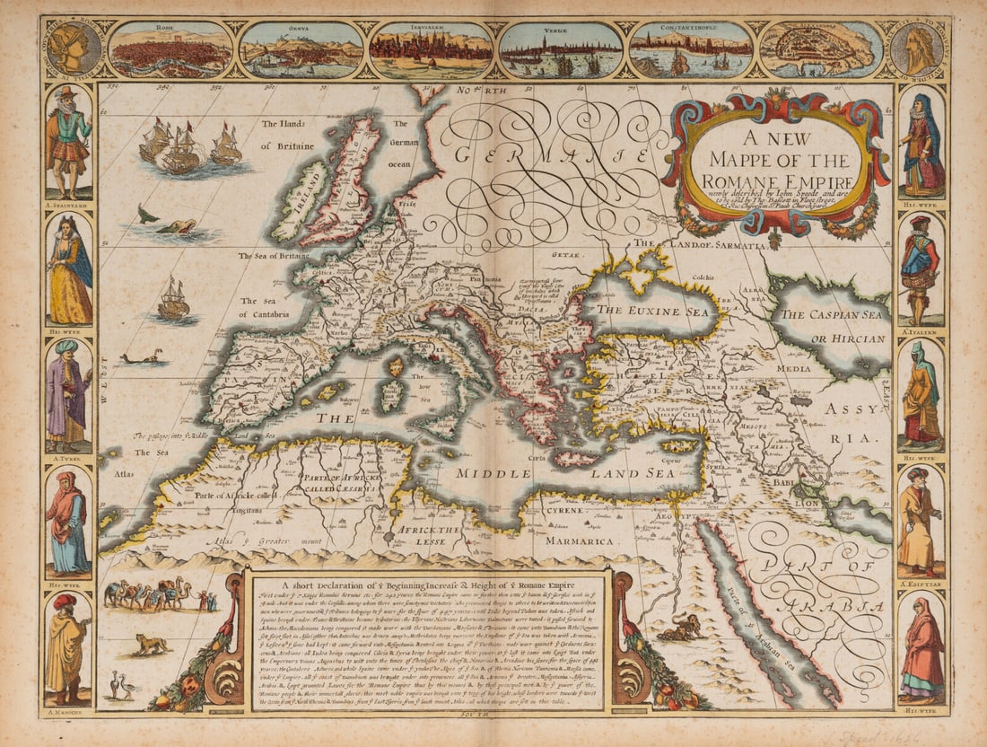 [MAP]. SPEED, John. A New Mappe of the Romane Empire. 1676. (1 of 2)
