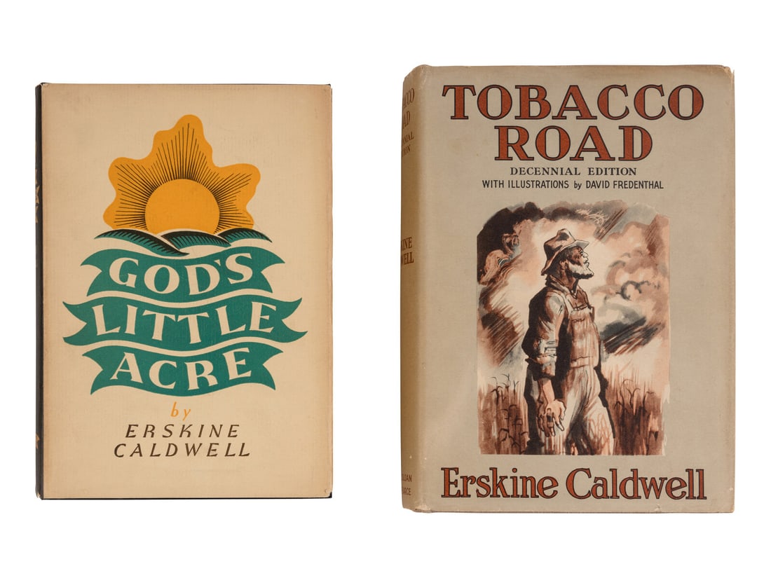 CALDWELL, Erskine (1903-1987). God's Little Acre. New York: The Viking Press, 1933.: CALDWELL, Erskine (1903-1987). God's Little Acre. New York: The Viking Press, 1933. 8vo. Original cloth stamped in orange and green, top edge stained orange (slightly leaned); in unrestored unclipped 