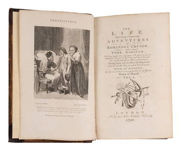 DEFOE, Daniel (1660–1731). The Life and Strange Surprizing Adventures of Robinson Crusoe.: DEFOE, Daniel (1660–1731). The Life and Strange Surprizing Adventures of Robinson Crusoe. Thomas STOTHARD, illustrator. London: printed for John Stockdale, 1790. 2 volumes, royal 8vo (216 x