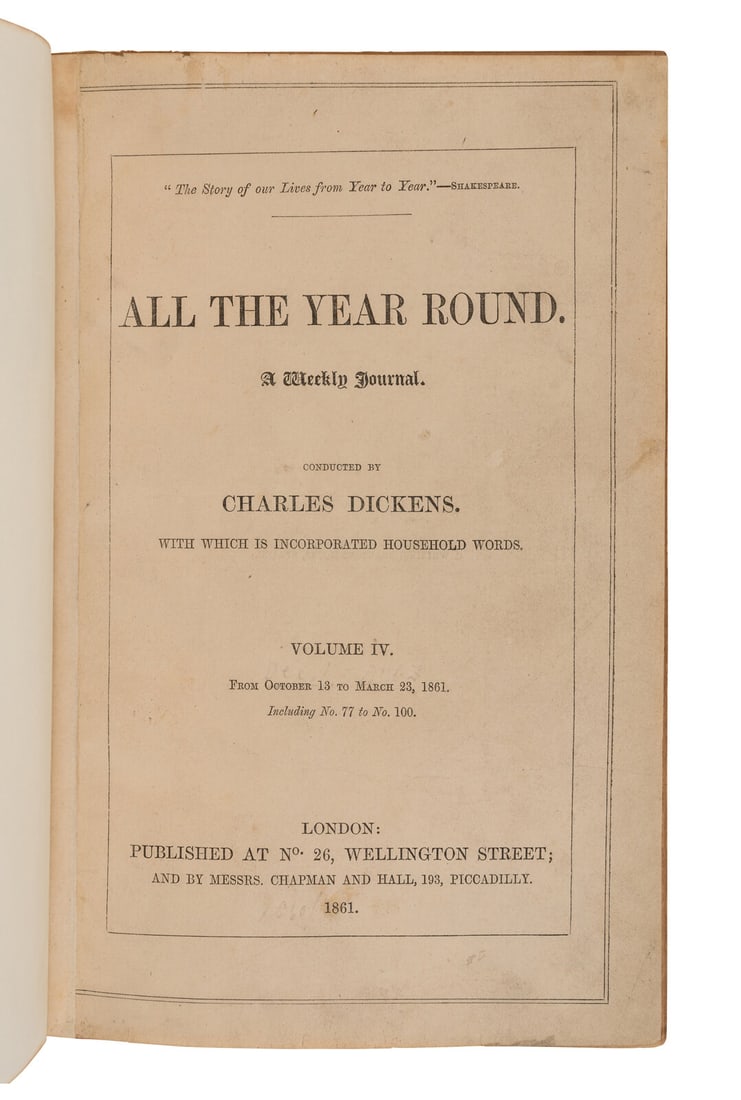 DICKENS, Charles (1812-1870). [Great Expectations from All the Year Round]. All the Year Round. (1 of 2)