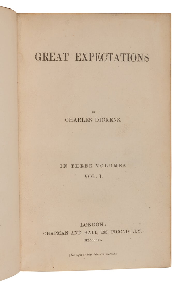 DICKENS, Charles (1812-1870). Great Expectations. London: Chapman & Hall, 1861. (1 of 2)
