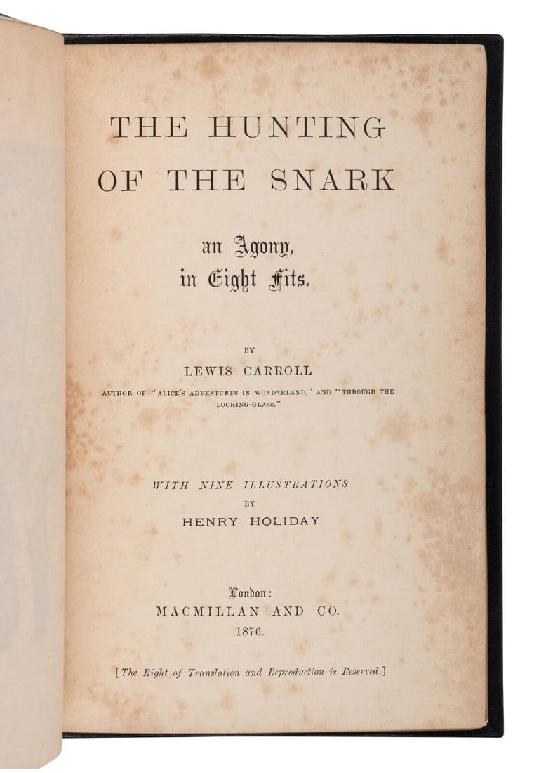 DODGSON, Charles Lutwidge (“Lewis Carroll”) (1832-1898). The Hunting of the Snark. (1 of 2)