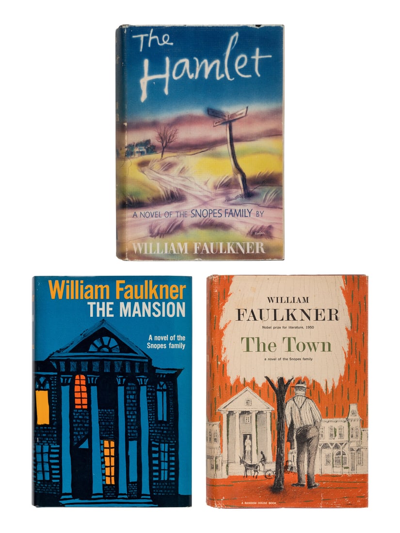 FAULKNER, William (1897-1962). [Snopes Trilogy]. The Hamlet. -- The Town. -- The Mansion. New York: (1 of 4)