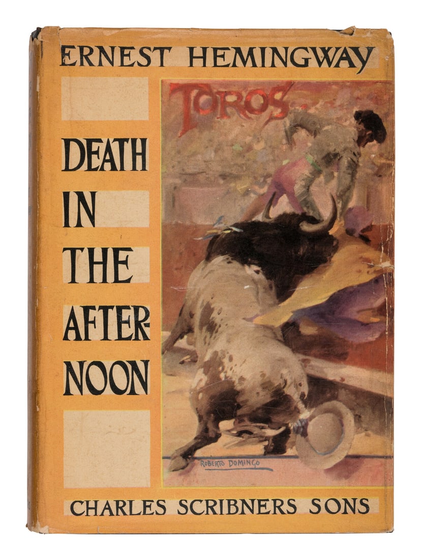 HEMINGWAY, Ernest. Death in the Afternoon. FIRST EDITION, FIRST PRINTING.: HEMINGWAY, Ernest (1899-1961). Death in the Afternoon. New York and London: Charles Scribner’s Sons, 1932. 8vo. Color frontispiece by Juan Gris. (A touch of marginal toning.) Original black clot
