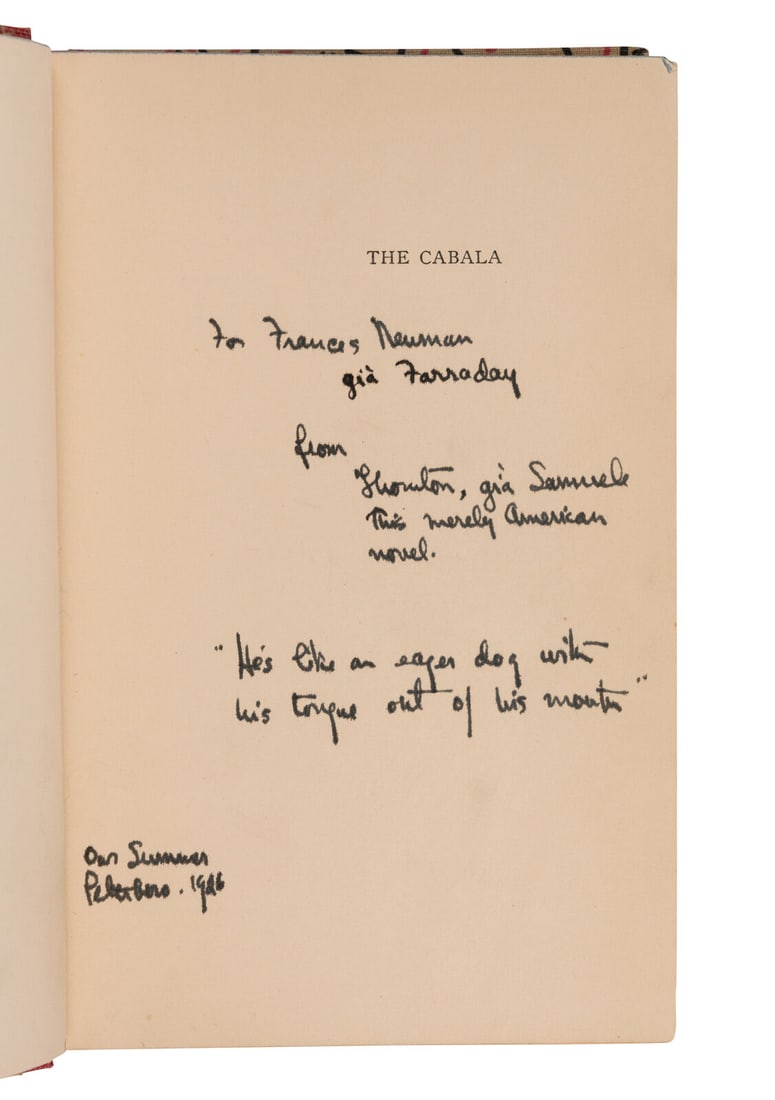 WILDER, Thornton (1897-1975). The Cabala. New York: Albert & Charles Boni, 1926. (1 of 2)