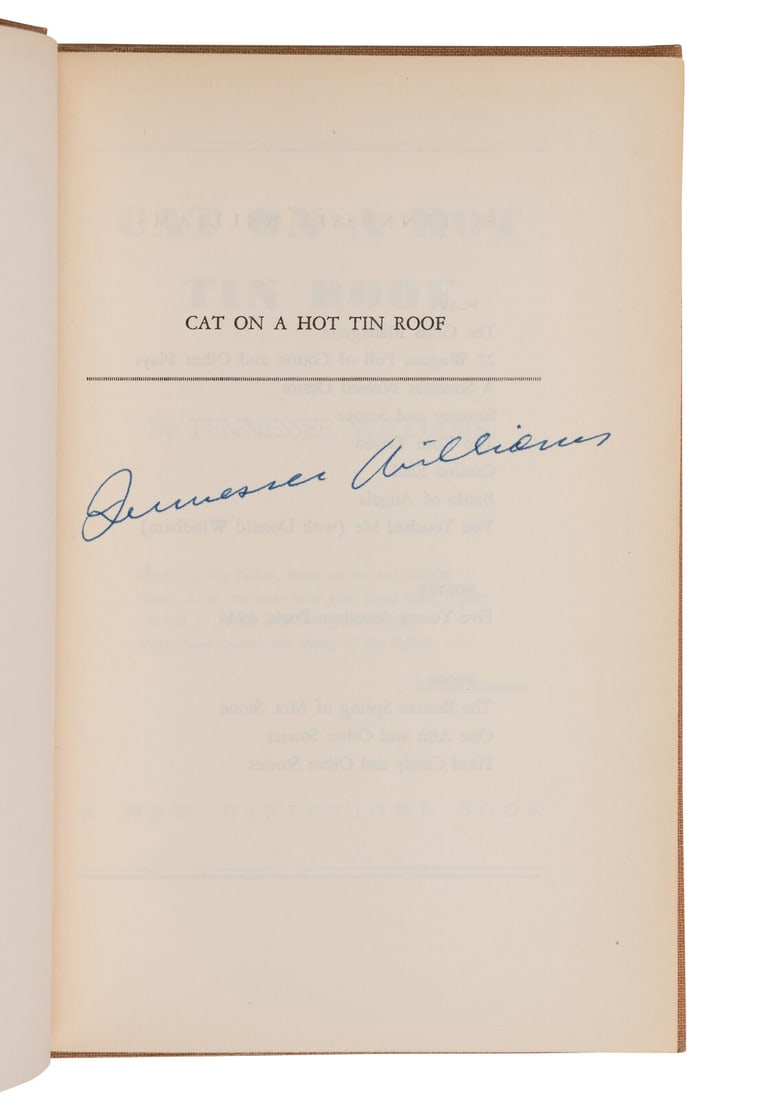 WILLIAMS, Tennessee (1911-1983). Cat on a Hot Tin Roof. New York: New Directions, 1955. (1 of 2)