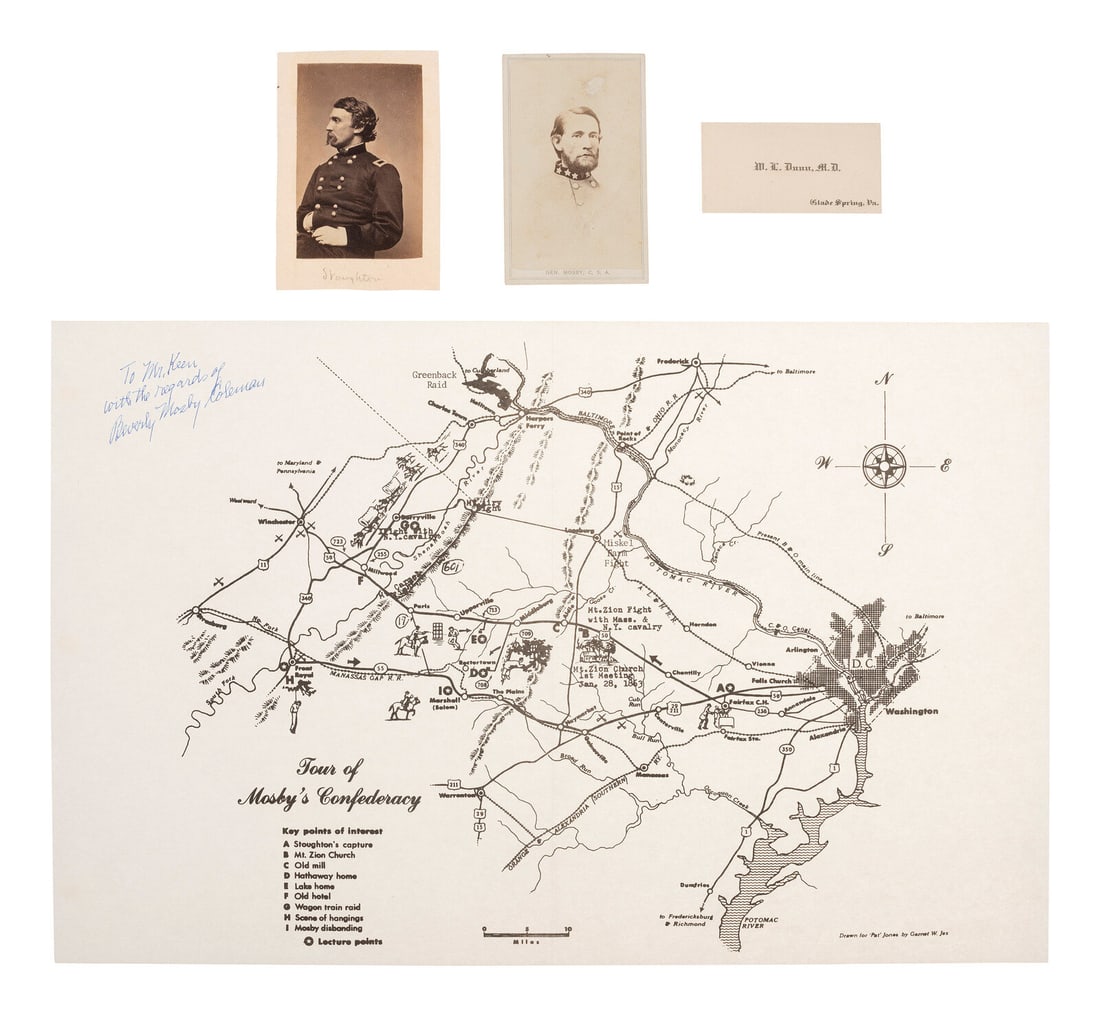 [MOSBY, JOHN S. (1833-1916)]. A group of 4 items related to John Mosby incl. photograph of captured (1 of 4)