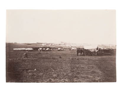 [CIVIL WAR]. Possibly by Timothy H. O'SULLIVAN (1840-1882), or James GARDNER (b. 1832),: [CIVIL WAR]. Possibly by Timothy H. O'SULLIVAN (1840-1882), or James GARDNER (b. 1832), photographers. Winter Quarters of Army of the Potomac, Near Brandy Station, Virginia. 1864. 5 1/4 x 8 in. albume