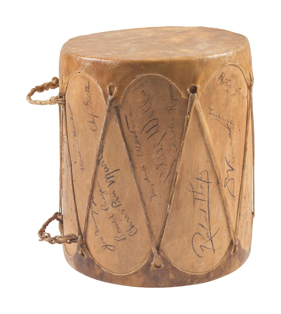 REAGAN, Ronald (1911-2004). Prop drum likely from the feature film The Bad Man, signed by the cast (1 of 4)