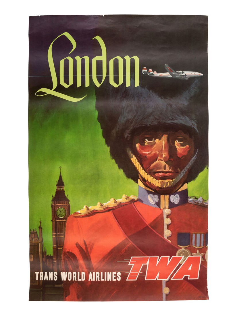 [TRAVEL]. KLEIN, David, artist. A group of 2 TWA posters promoting travel to London and Rome. Ca (1 of 2)