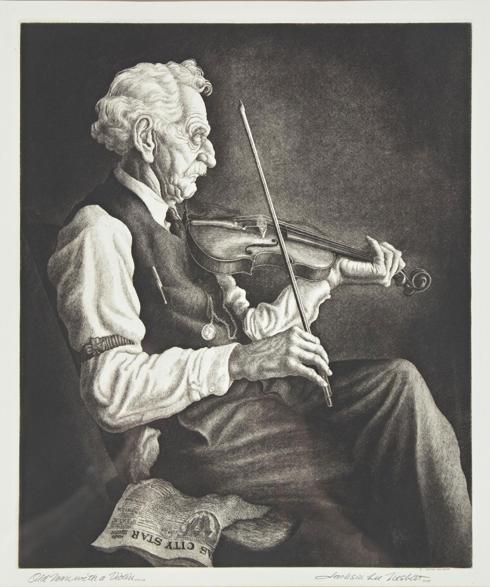 Jackson Lee Nesbitt (American, 1913–2008) - Old Man with Violin (1 of 2)