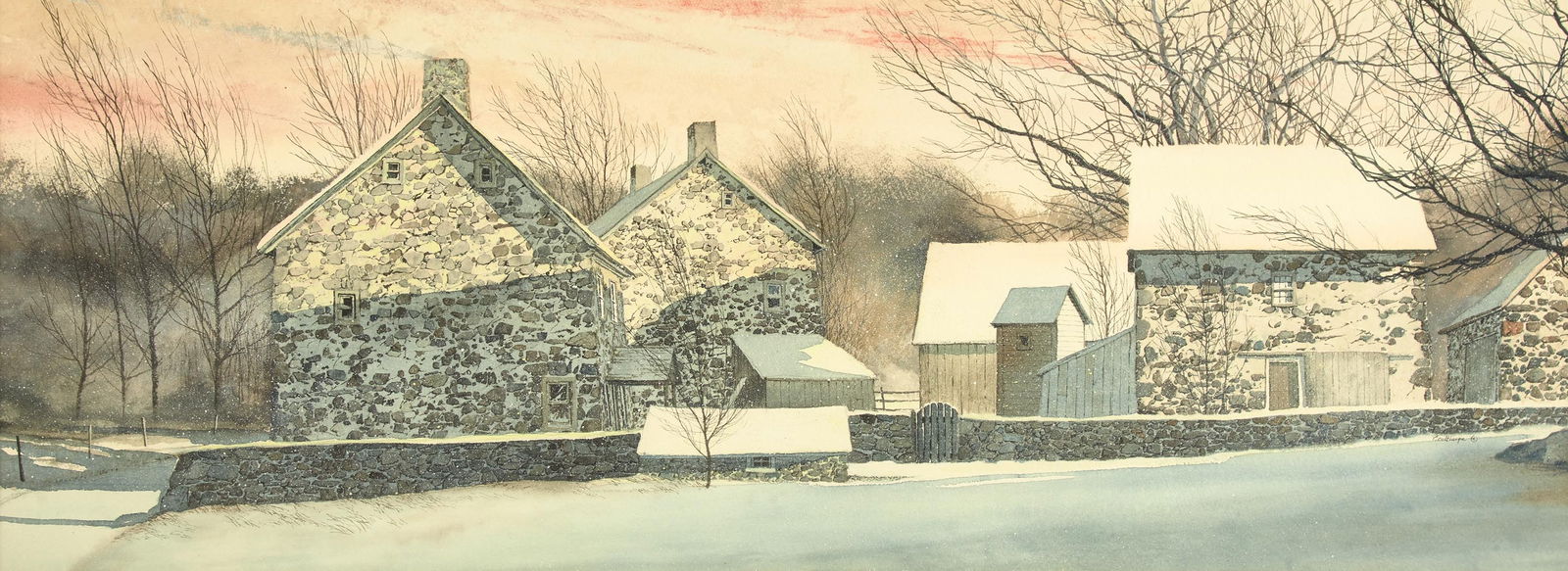 Peter Sculthorpe (American, 1948) - Winter Sun: Peter Sculthorpe (American, 1948) - Winter Sun Signed and copyrighted ‘PSculthorpe ©’ bottom right, watercolor on paper Sheet size: 16 ½ x 43 ½ in. (41.9 x 110.5cm) Provenan