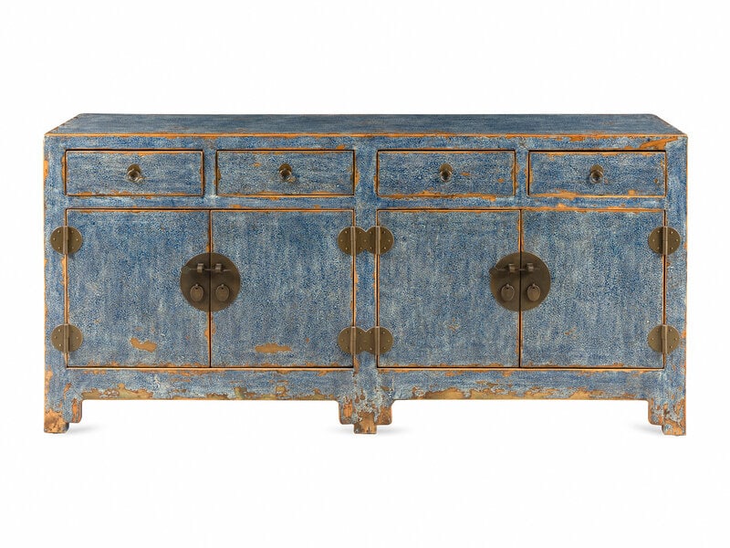 A Chinese Style Blue-Painted Console Cabinet (1 of 5)
