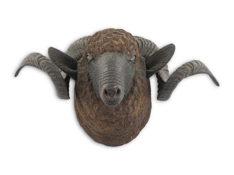 A Carved Walnut Ram's Head (1 of 2)